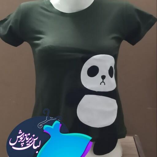 تیشرت کراپ نخی زنانه طرح پاندا مناسب برای سایز 36تا42